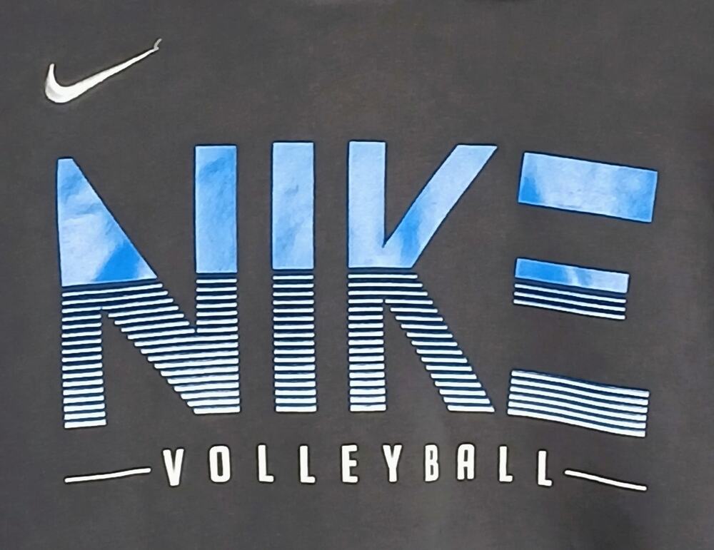 Nike Volleyball Hoodie Medium Dark Grey Graphic Pullover Sweatshirt